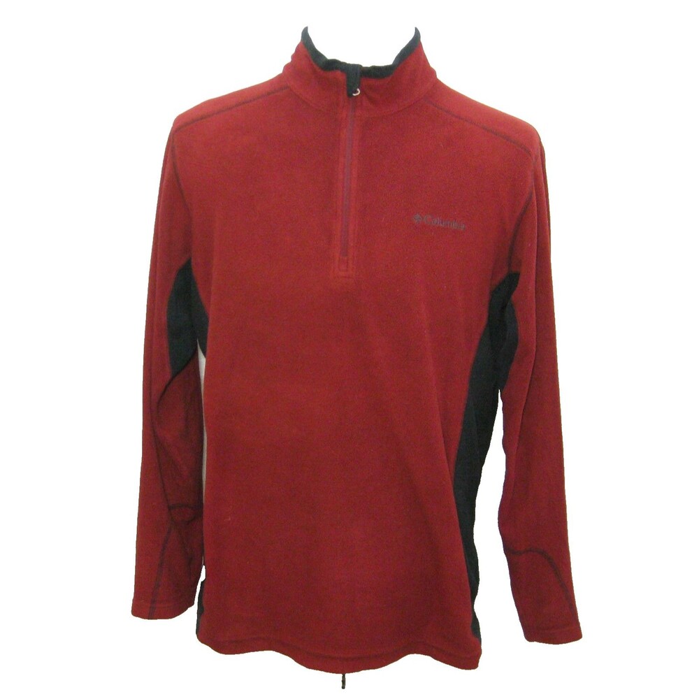 Columbia Fleece Jacket Mens Medium Burgundy Red 1/4 Zip Sweatshirt Outdoor Top